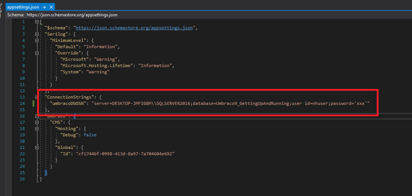 Umbraco 9 Connection String