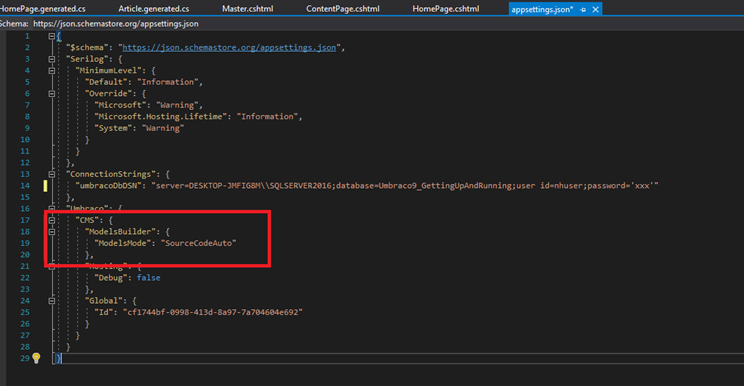 Umbraco 9 Models Builder Settings